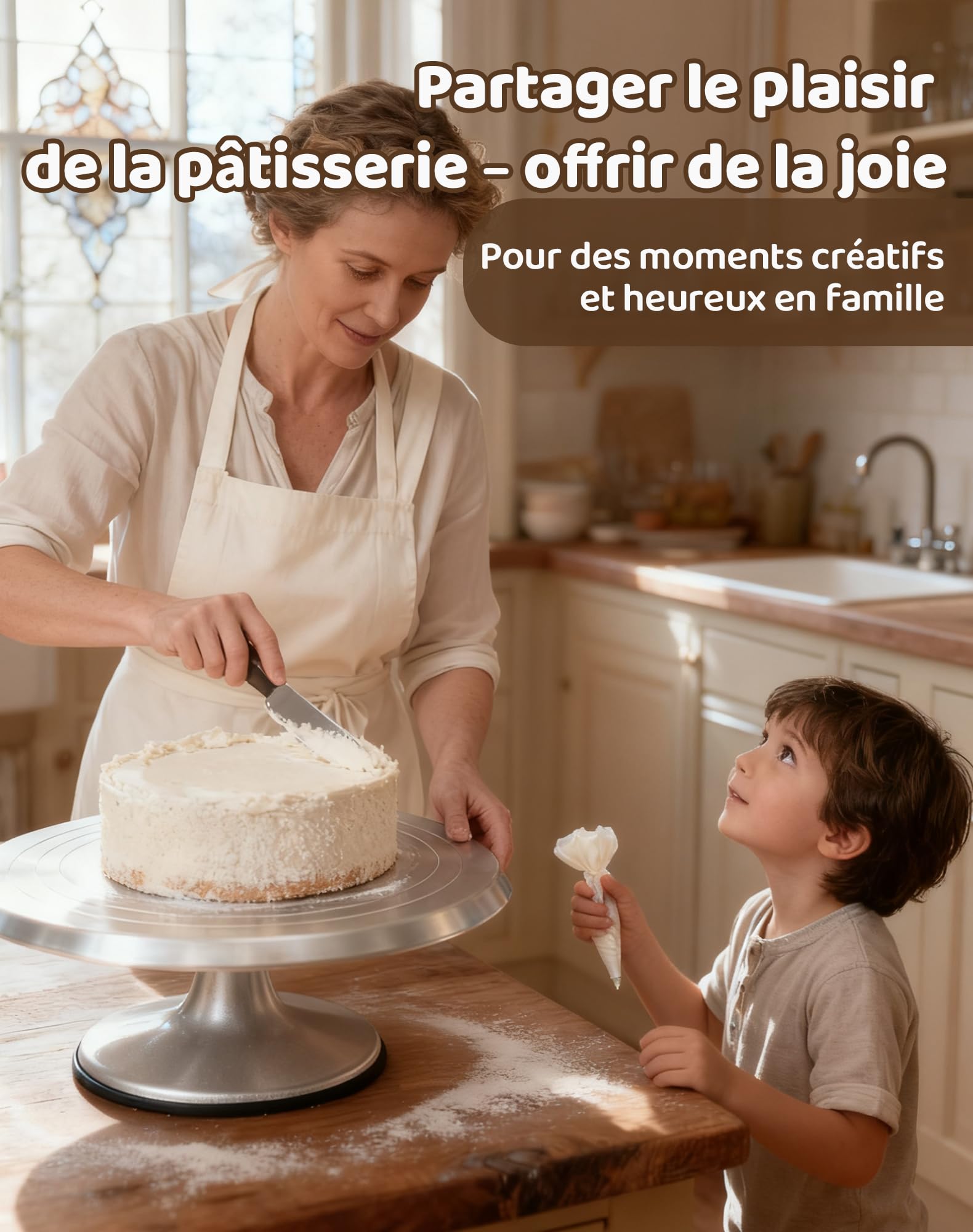 LAOYE Plateau à Gâteau Rotatif en Aluminium de 30 cm avec Pied - Plateau Tournant pour Décoration de Gâteaux