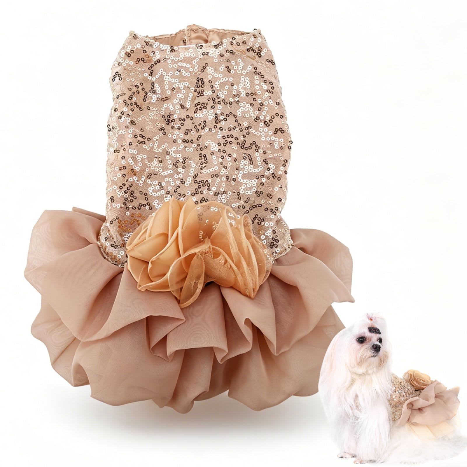 Puppy Dog Dress, Small Pets Summer Cloth Small Dogs Cats Sequined Princess Dress Summer Bubble Skirt Puppy Wedding Outfit Pet Costume Clothes Tutu Dress for Birthday Party (XL)