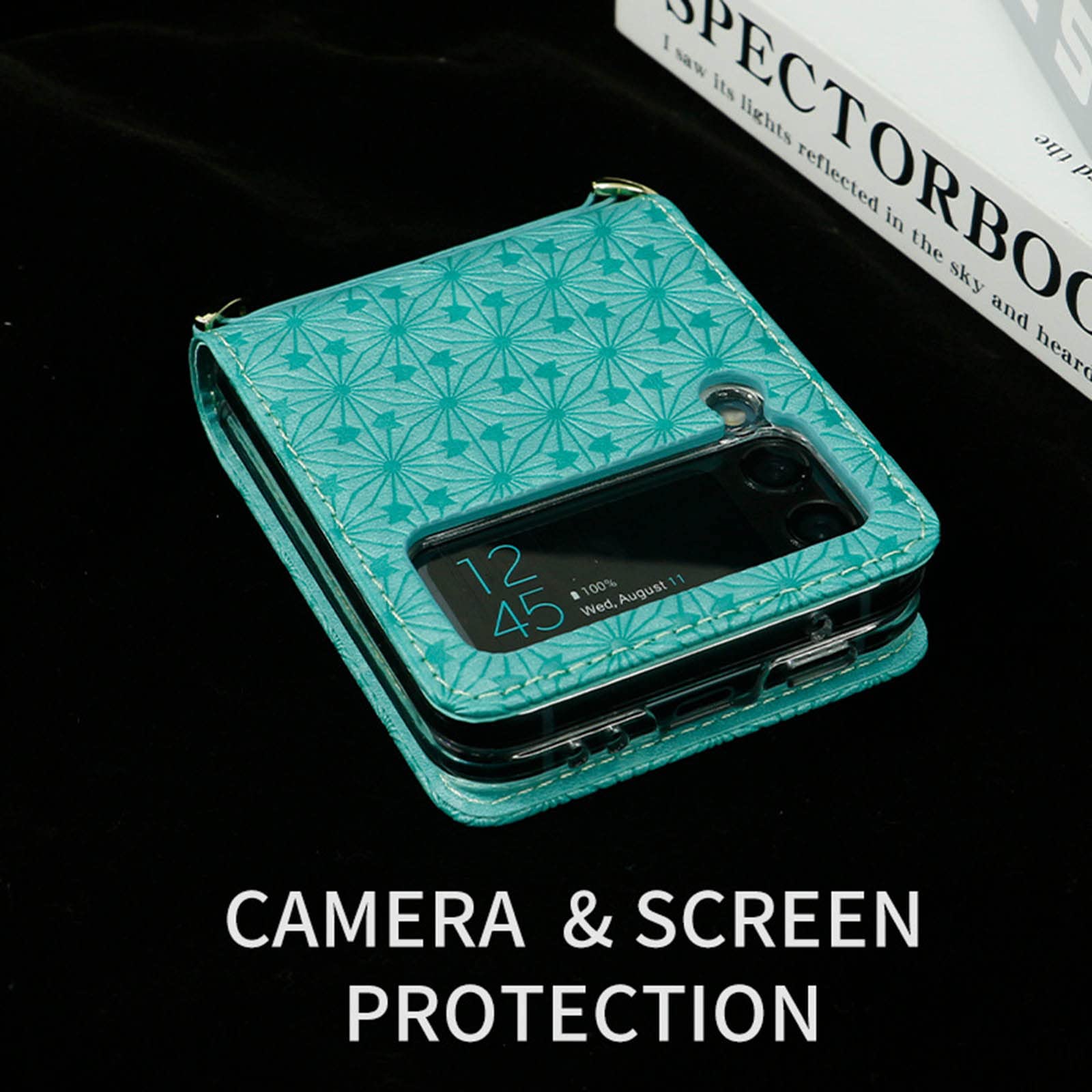 Etui do Samsung Galaxy Z Flip 3 5G z regulowanym paskiem do noszenia przez ramię, kwiat wytłaczany wysokiej jakości skóra PU twardy PC składany pokrowiec dla dziewcząt kobiet, czerwony
