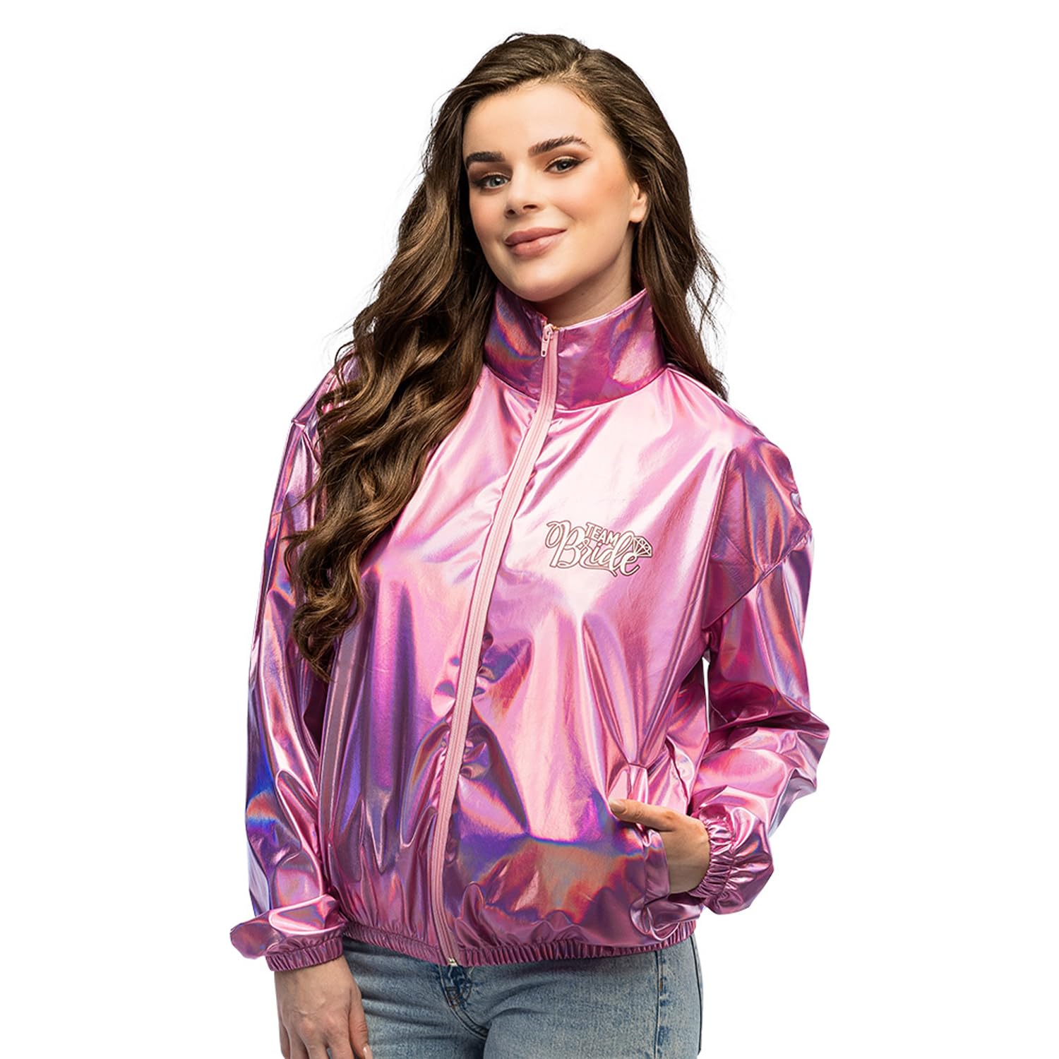 Boland - Shiny Bride Bomber Jacket in Metallic Look for Stag Parties, Brides and Bridesmaids