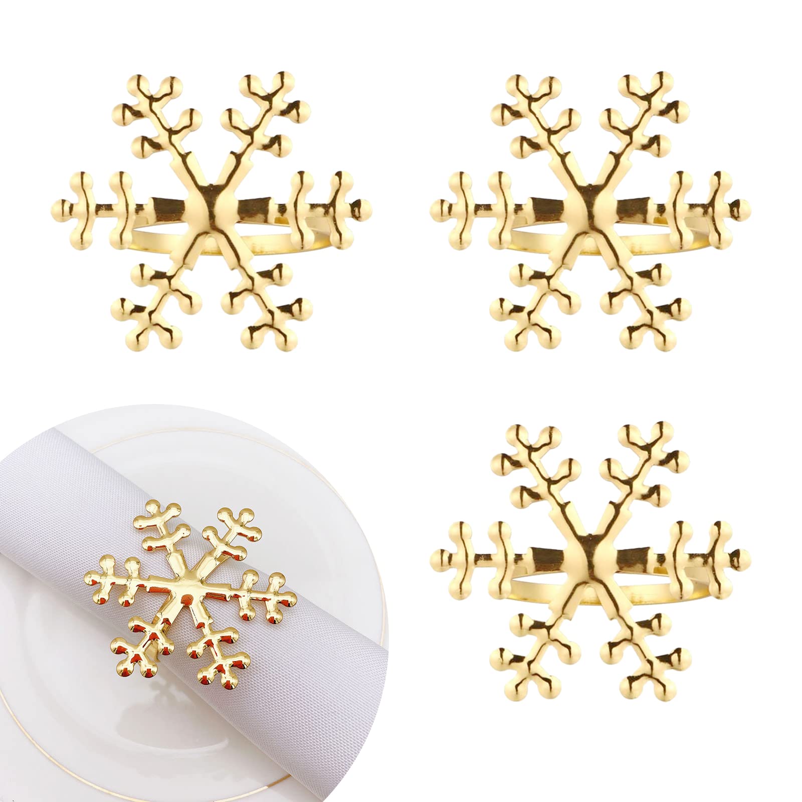 Servilleteros de Navidad,Servilleteros de Metal,Anillos Servilleta Dorado,Servilletero Navideños Mesa Decor,Servilleta de Navidad Hebillas,para Navidad,Decoración de Mesa de Fiesta,4 Piezas