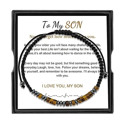 Morse Code Bracelet-To My Son I Love You Morse Code Bracelet Mens Adjustable Personalized Inspirational Bracelets Birthday Gift Anniversary Gift for