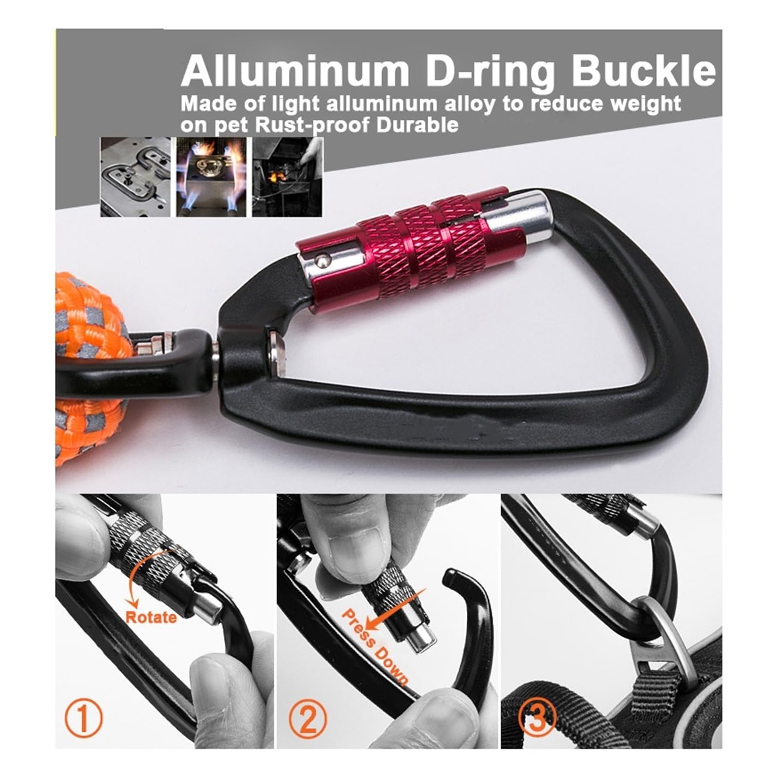 Guinzaglio per cani in nylon resistente con gancio riflettente in lega di alluminio e manico in neoprene per passeggiate ed escursioni (grigio, moschettone a L)