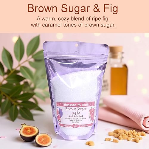 Miniatura 2 de Remojar sal de baño de azúcar morena e higos (16 onzas)  Fragancia natural  es perfecto para la relajación de cuerpo completo, remojo de pies y