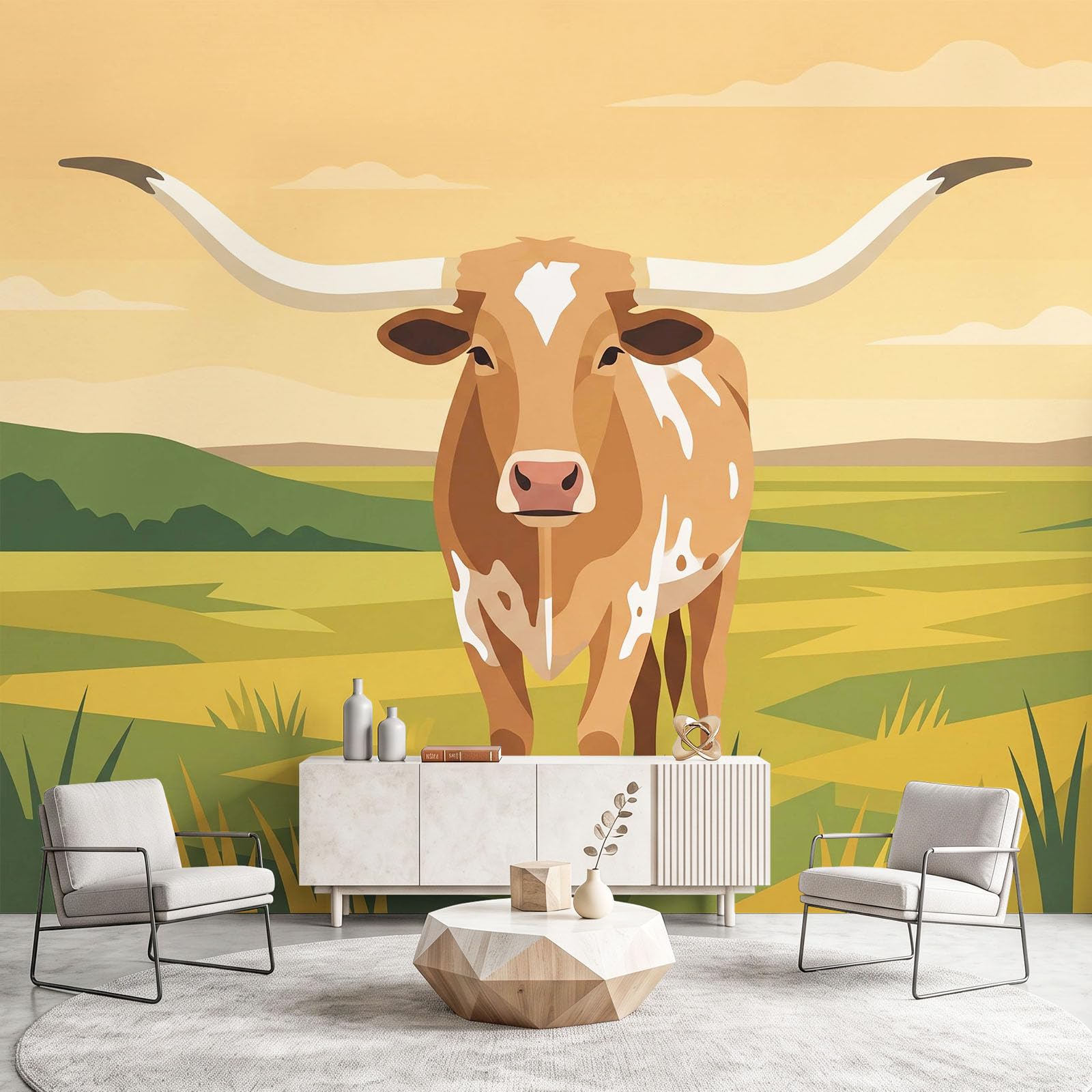 Tapete Amerikanisch Landhausstil Tiere Fototapete Kuh 400 x 280 cm