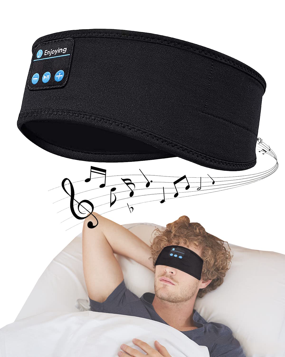 Bathgate Sleep Headphones, Wireless Headphones Bluetooth Built-in HD Stereo Speakers, Super Soft Headband for Side Sleep, Sports, Yoga, Fitness, Relaxation, Personalized Tech Gifts (Black)-image-28
