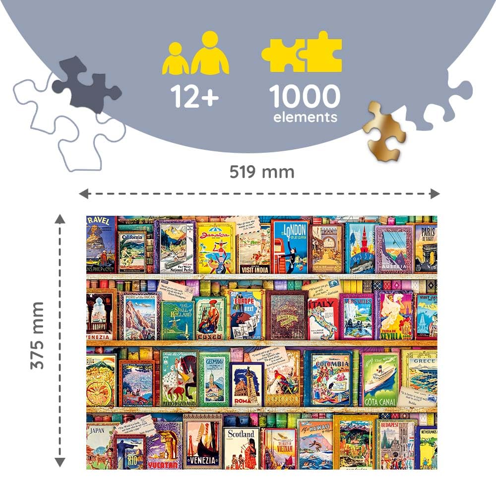 Trefl-1000 Pezzi, Wood Craft, Forme Irregolari, 100 Figure di Viaggiatori, Moderno Premium, Fai da Te, per Adulti e Bambini a Partire da 12 Anni Puzzle, Colore Guide del Mondo, 1000, 20176
