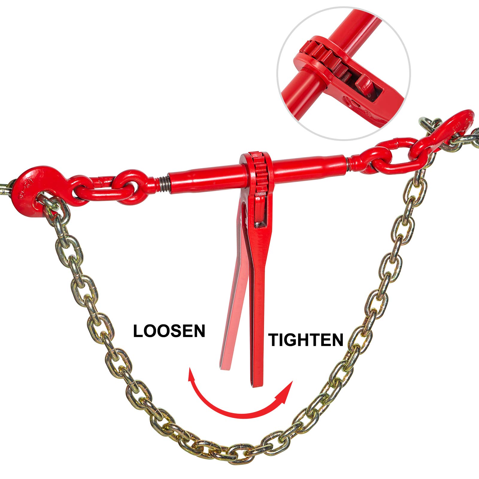 Catena di Sollevamento Kit Catena e legante Cricchetto legante carico 3/8 pollici-1/2 Pollici Gamma Regolabile con 10 Piedi Paranchi