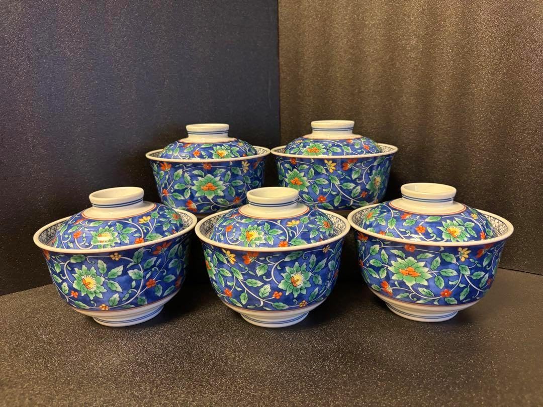 美濃焼 京の華緑彩シリ－ズ 夢窯 花唐草 蓋付どんぶり