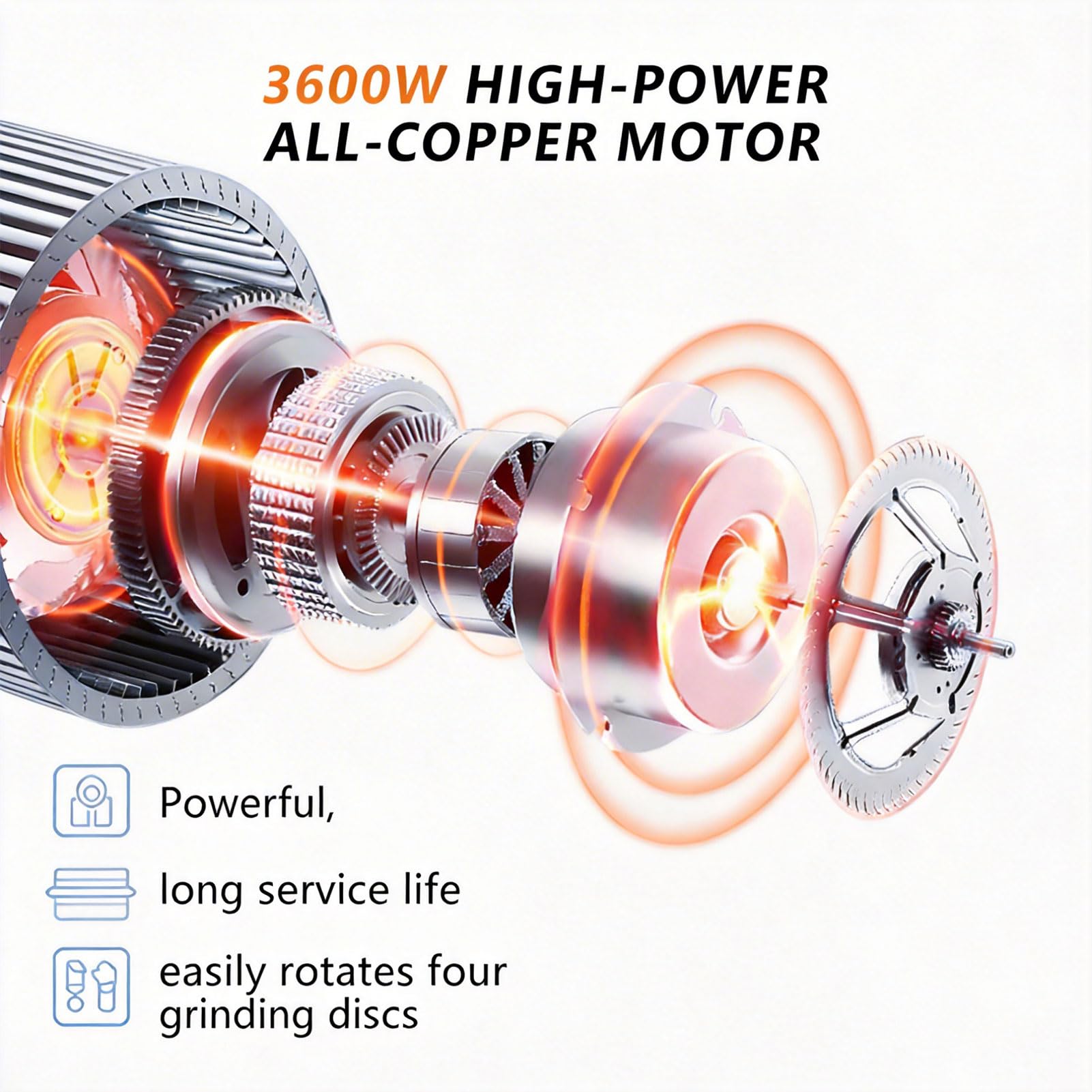 Rectificadora de hormigón, 3600 W, cuatro cabezales con discos de molienda de agua, papel de lija, discos de pegamento, diamante, 6 velocidades variables, tratamiento de suelo sin polvo