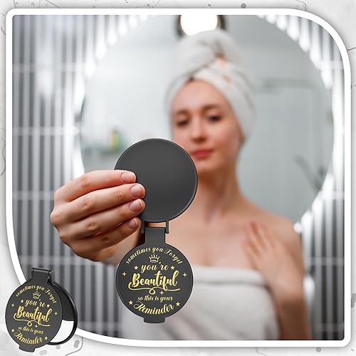 Miniatura 7 de Gulfmew 36 piezas de espejo compacto inspirador de 2.76 pulgadas, espejo redondo de vidrio para maquillaje, monedero personal, mini espejo, regalos