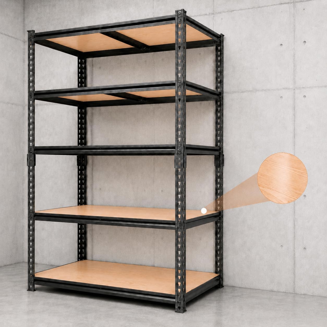 Heavy Duty Garage Shelving, 2400LBS Co-Extrusion WPC Shelving Unit, Adjustable Standing Shelf Rack with Waterproof & Scratch-Resistant Boards, for Garage Storage Warehouse, 28"×12"×60"