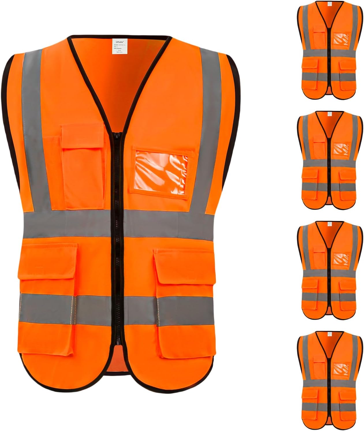 High Visibility Vest Safety Vest with Pockets and Zipper Meets ANSI/ISEA Standard(1 Pack 5 Pack)