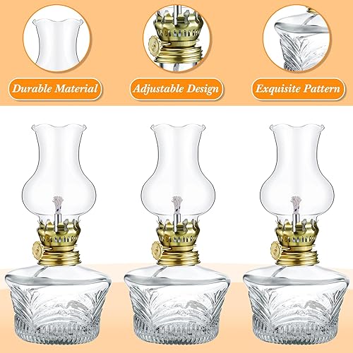 Miniatura 41 de Yexiya 6 lámparas de aceite vintage de vidrio de queroseno, lámpara rústica, cámara de queroseno transparente de aceite, huracán con mecha extra