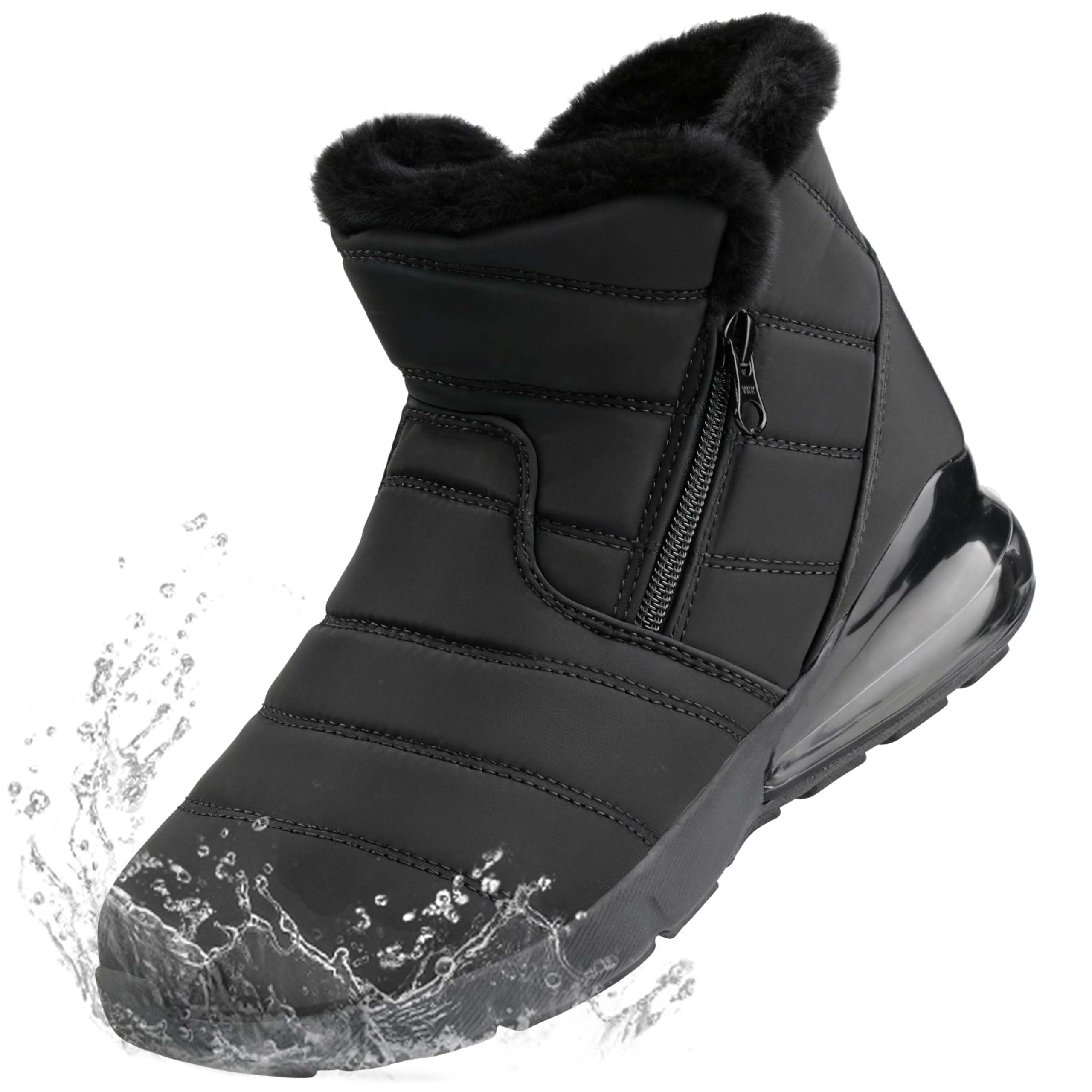 Womens Winter Snow Boots Wide Waterproof Warm Fur Lined Slip on Ankle Booties Orthopedic Boots Outdoor Insulated Winter