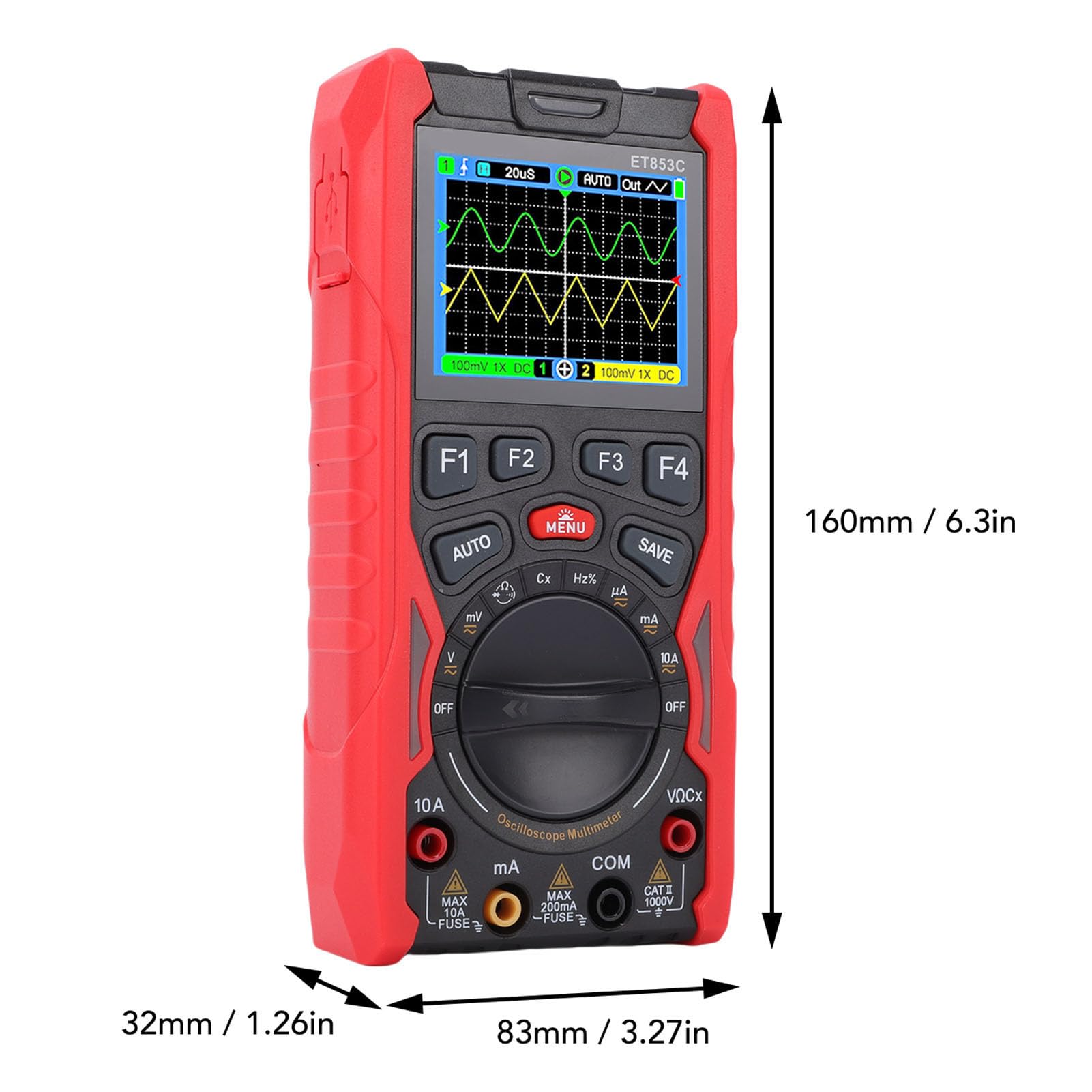 Multímetro de Osciloscopio Digital Versátil 3 en 1 con Ancho de Banda de 40 MHz para Uso en Laboratorio y Campo