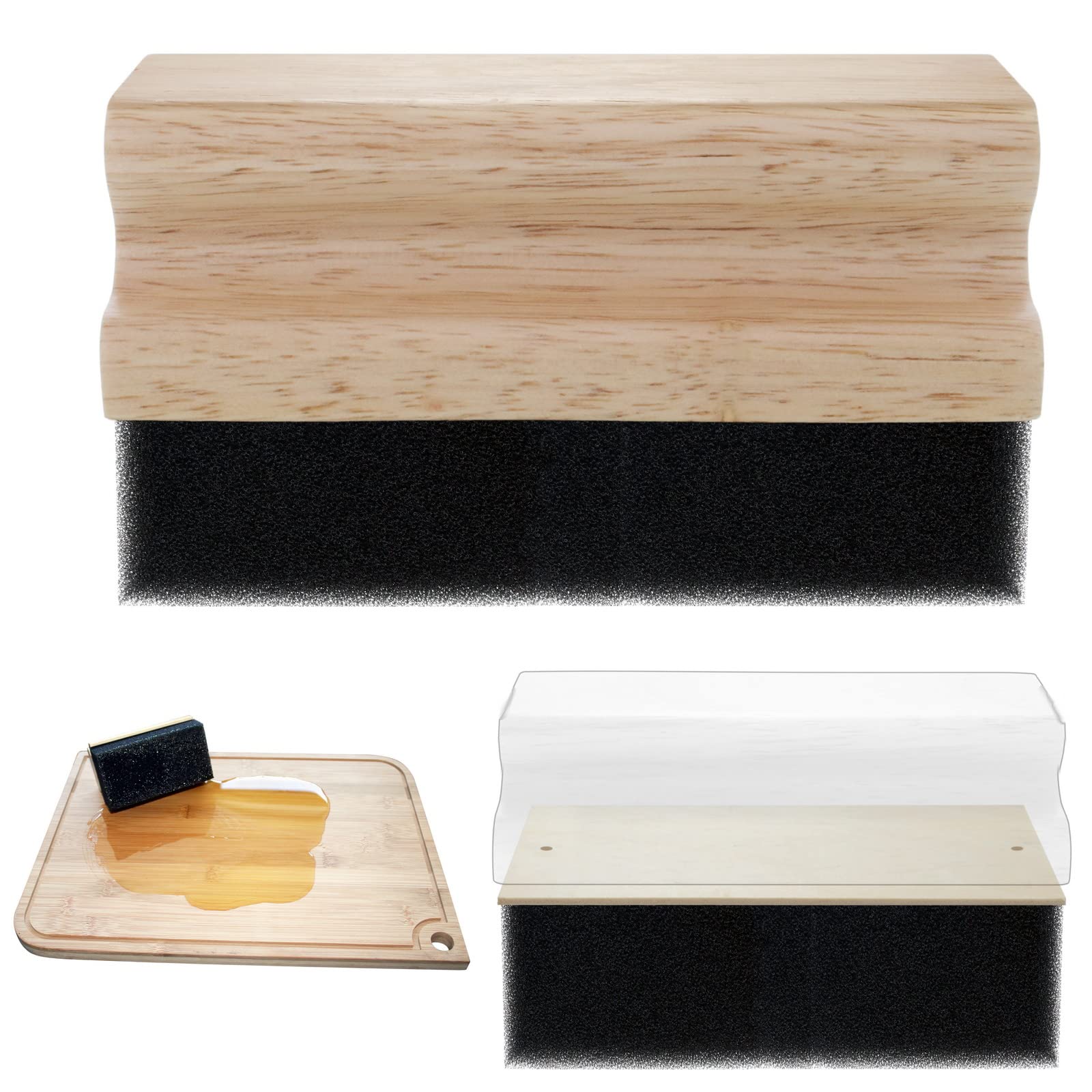 Oil Wax Applicator, Wood Applicator, Wide Applicator for Cutting Board Oil & Replaceable Applicator Scrubber Foam Pads, Furniture Wax applicator, Mineral Oil Applicator