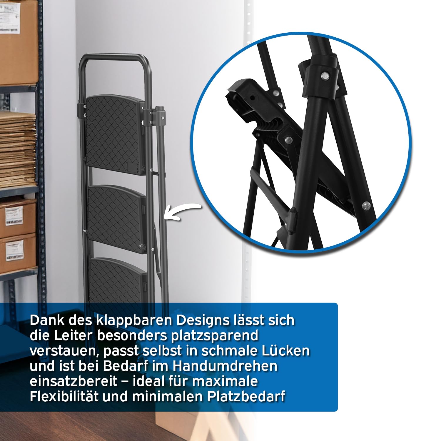 Scala Pieghevole Mephisto A 4 Gradini In Alluminio - Spessore 4.5 Cm, Portata 150 Kg