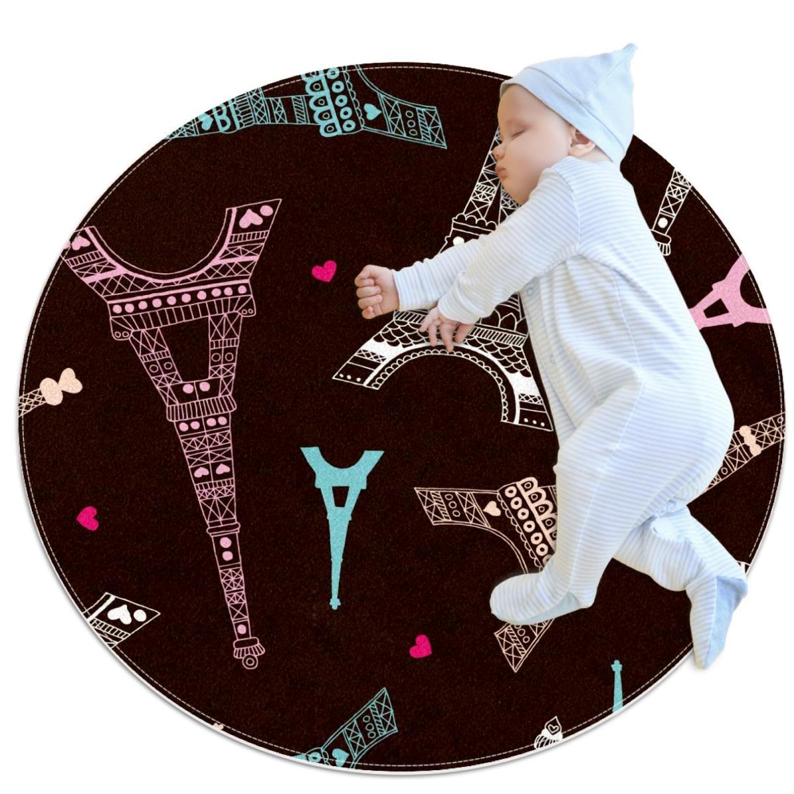 Tapis de salle de bain antidérapant et sécurisé motif Paris noir