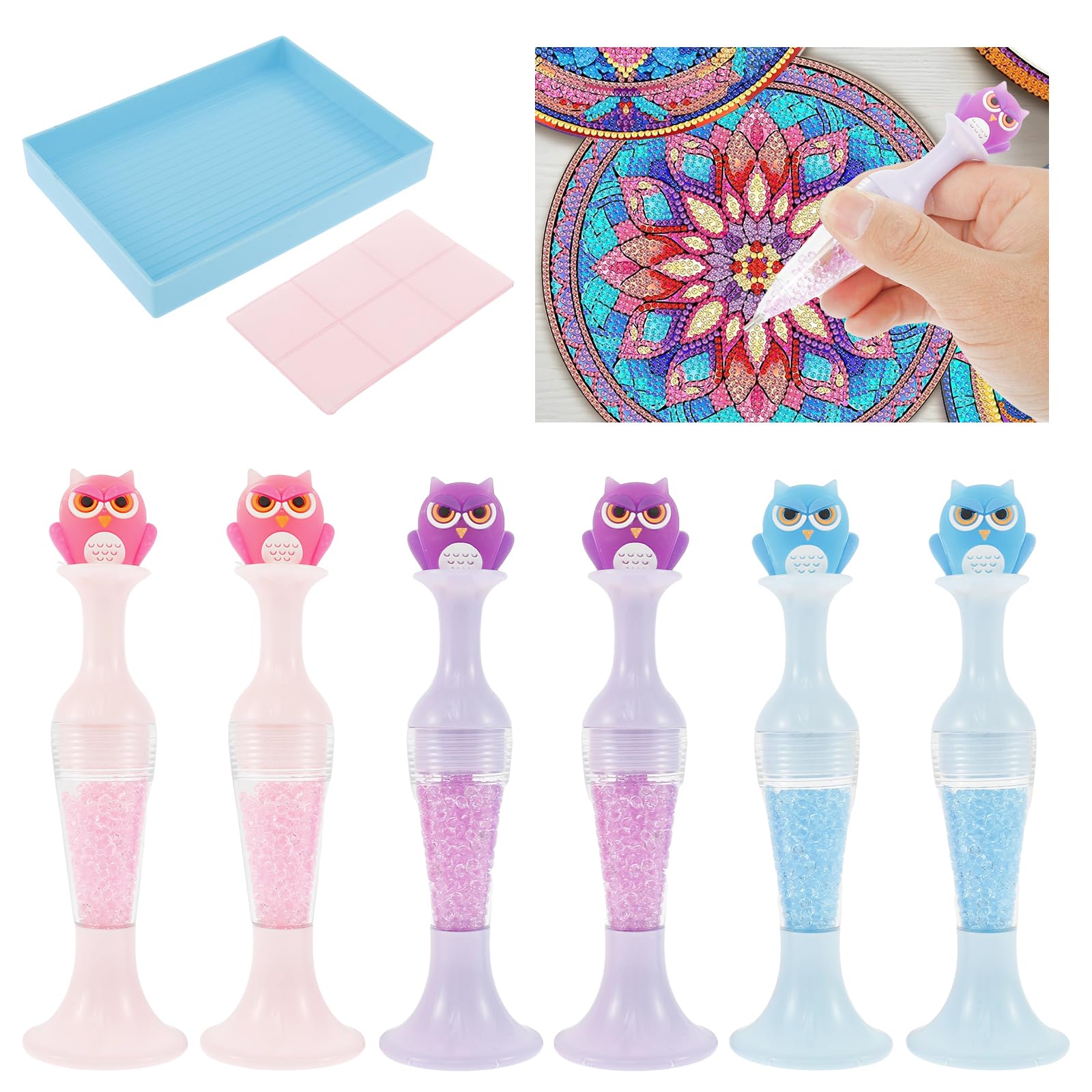 3 Stylos Peinture Diamant + Plateau + Colle - Forme Pot De Fleurs - Pour Art Diamant Et Nail Art - 7