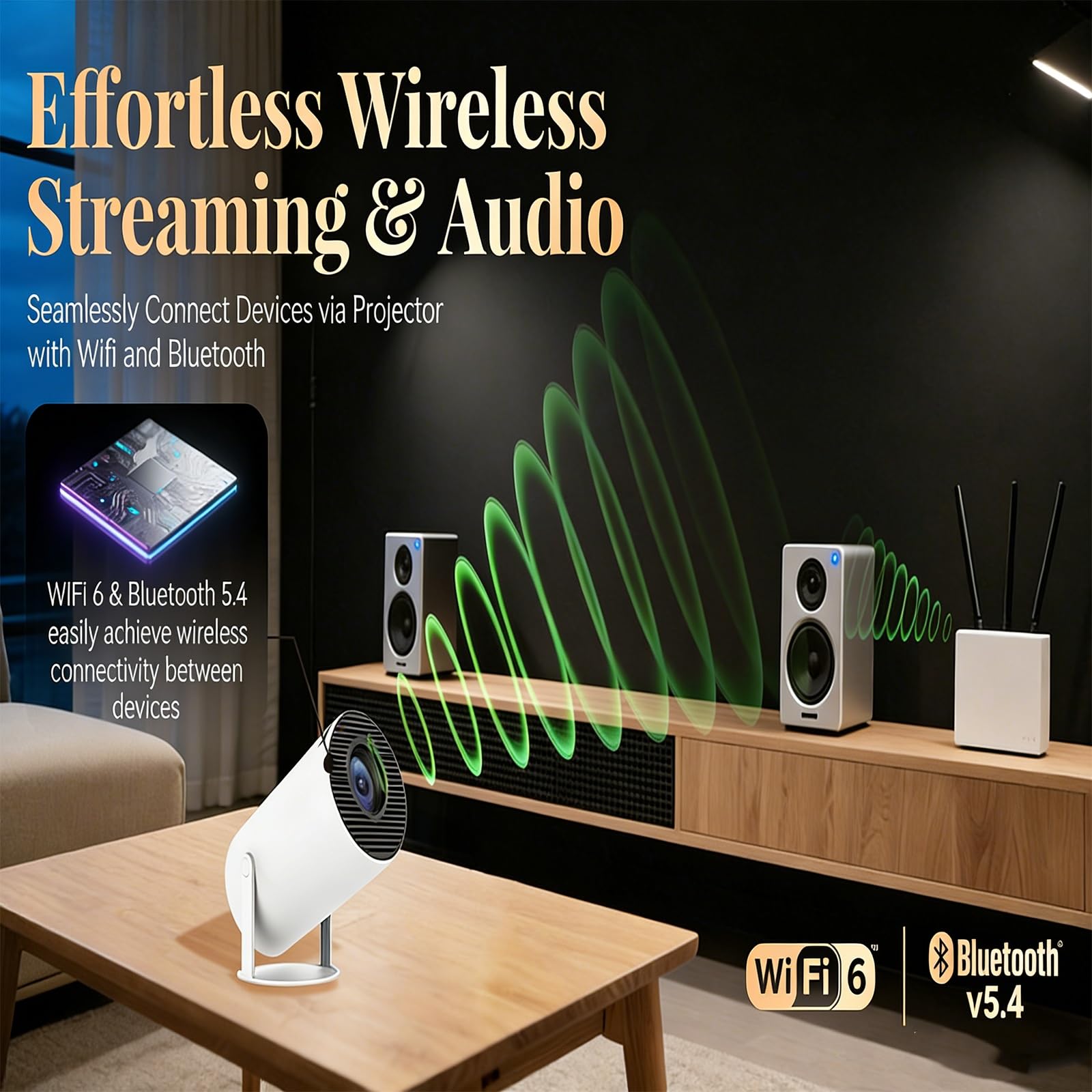 Proiettore Smart Book 4K per lettura, correzione trapezoidale automatica, rotazione a 180°, proiettore finto per un'esperienza immersiva in camera da letto, atmosfera di lettura accogliente