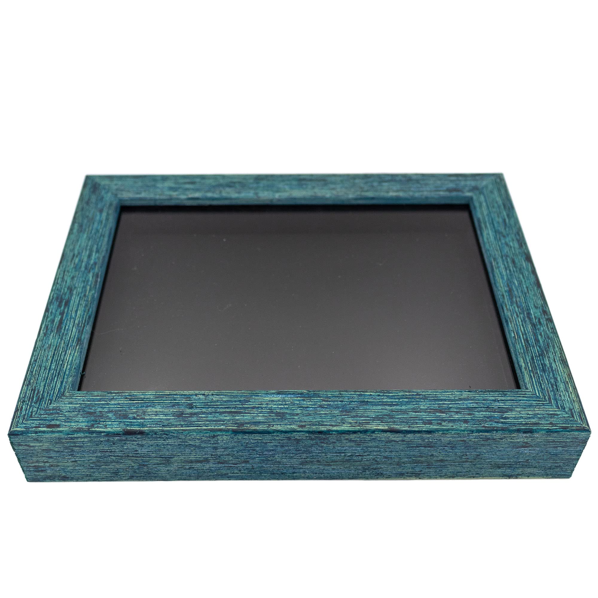 Rustic Blue 12x16 Wood Shadow Box Display Frame with Black Acid-Free Backing UV Acrylic & Hanging Hardware - with 3/4