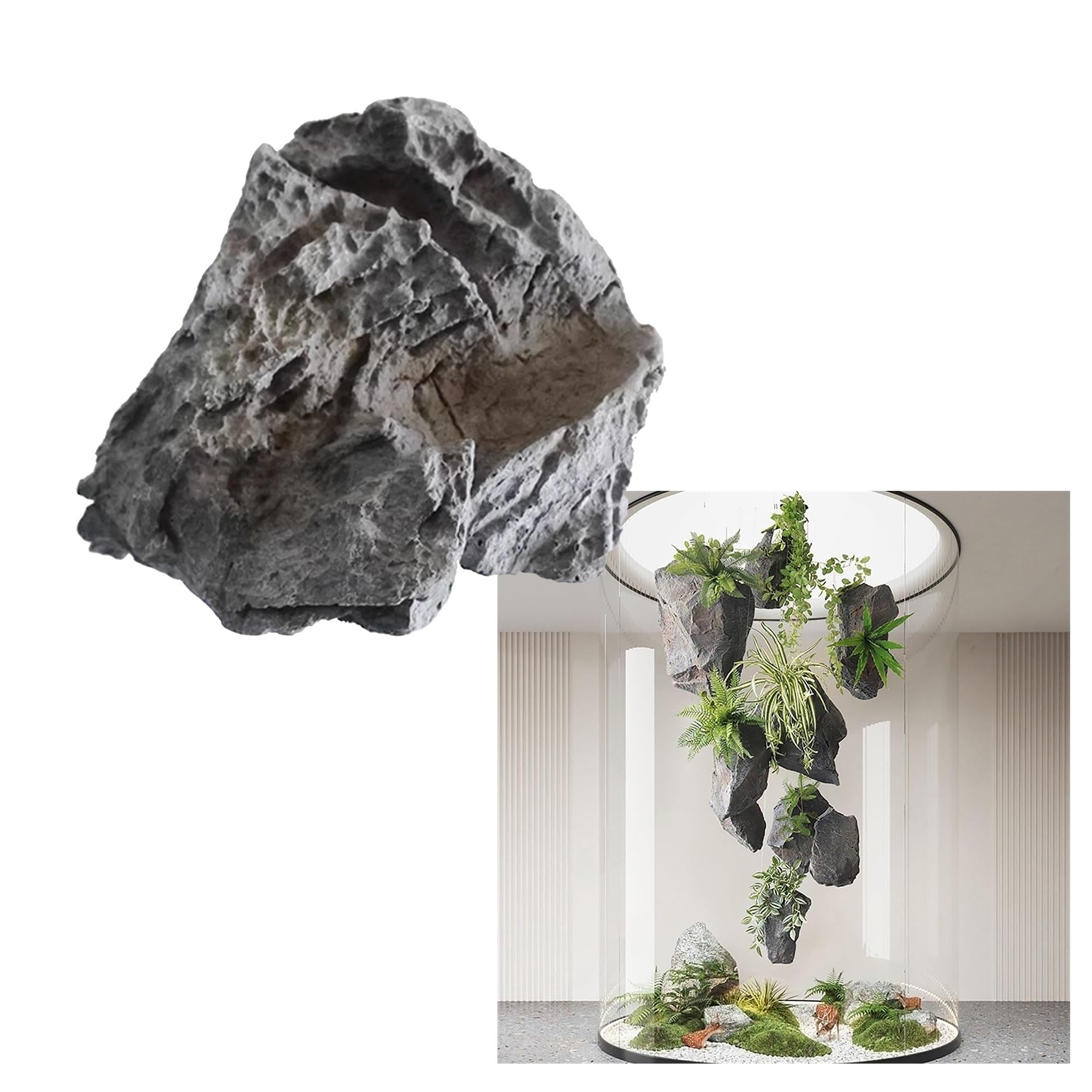 Rocce da appendere per il paesaggio, rocce finte per il cortile, rocce finte solide, paesaggio artificiale in schiuma PU, per giardini, riprese, paesaggistica, decorazioni per il cortile e giardini(35