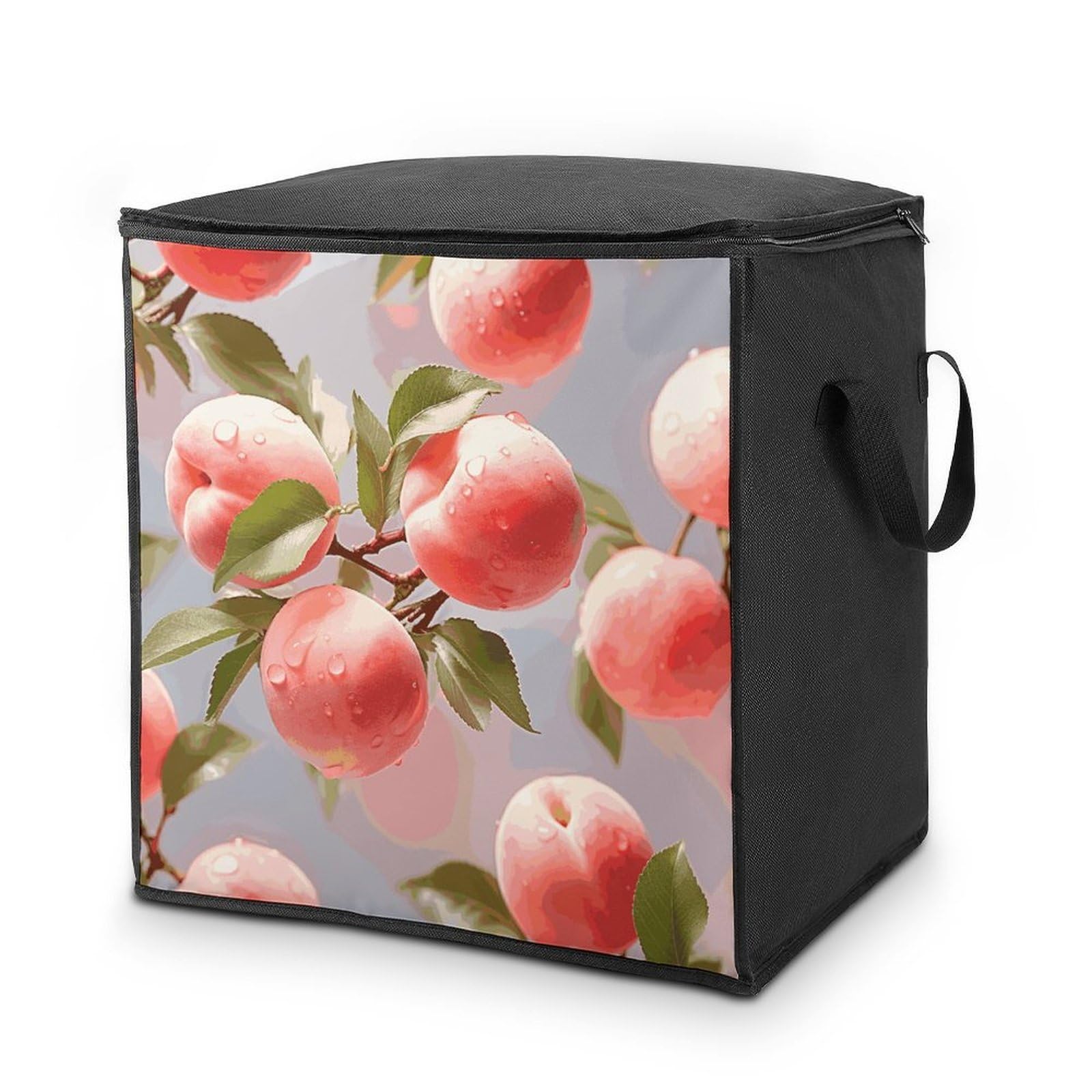 Pink Peach Storage Bag with Zippers And Handle Extra Large Bedding Comforter Storage Bag Foldable Blanket Storage Bags Fabric Moving Bags for Closet Organizer (70L)