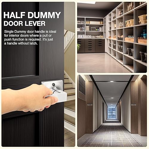 Miniatura 3 de GOBEKOR Paquete de 4 manijas de puerta de níquel cepillado, manijas de puerta interiores sin llave para armario, manijas de puerta cuadradas