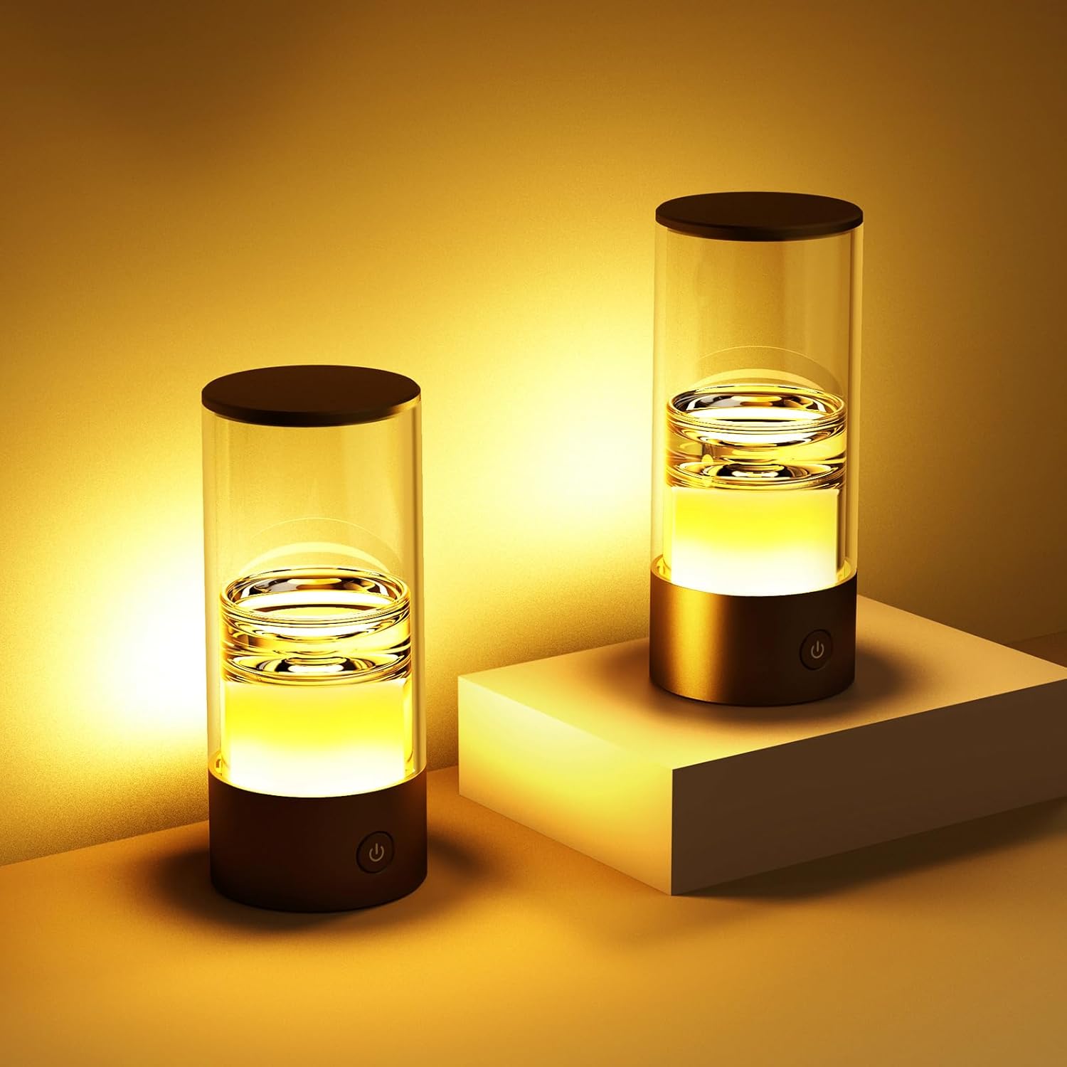 Improving Sleep-Table Night Light to Relax Mood，Protect Eyes with Dimmable Bedroom Light ，Rechargeable Small but Powerful Portable Led Lamp for Outdoor/Camping/Sleep Aid-2 Packs