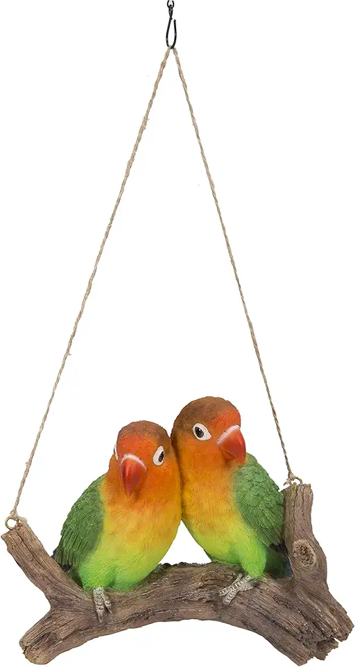 Hi-Line Gift Hanging Parrots (Lovebirds) ON A Branch,...
