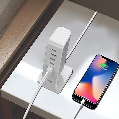 Miniatura 3 de Aduro Estación de carga USB para múltiples dispositivos PowerUp Flair Cargador rápido de escritorio Hub USB de 6 puertos para iPhone, iPad,