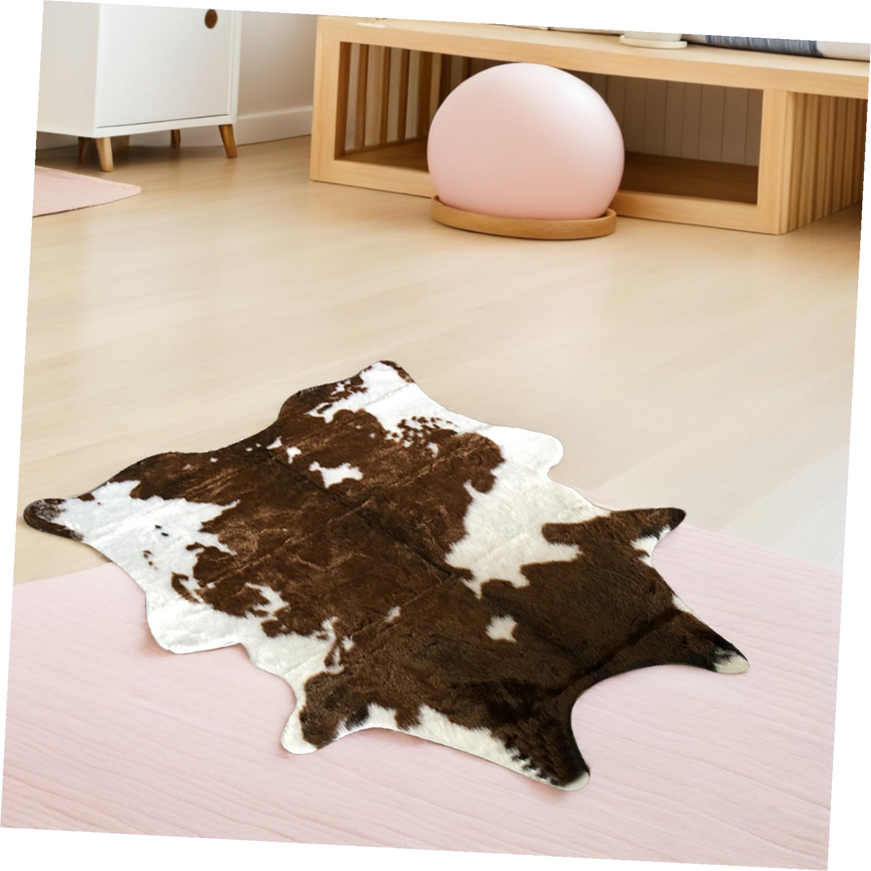 SOLUSTRE Tapis de Sol Moelleux à Motifs Animaux Imitation Peau de Vache Marron Léger pour Décoration Maison Salon Chambre Confortable et Chaleureux