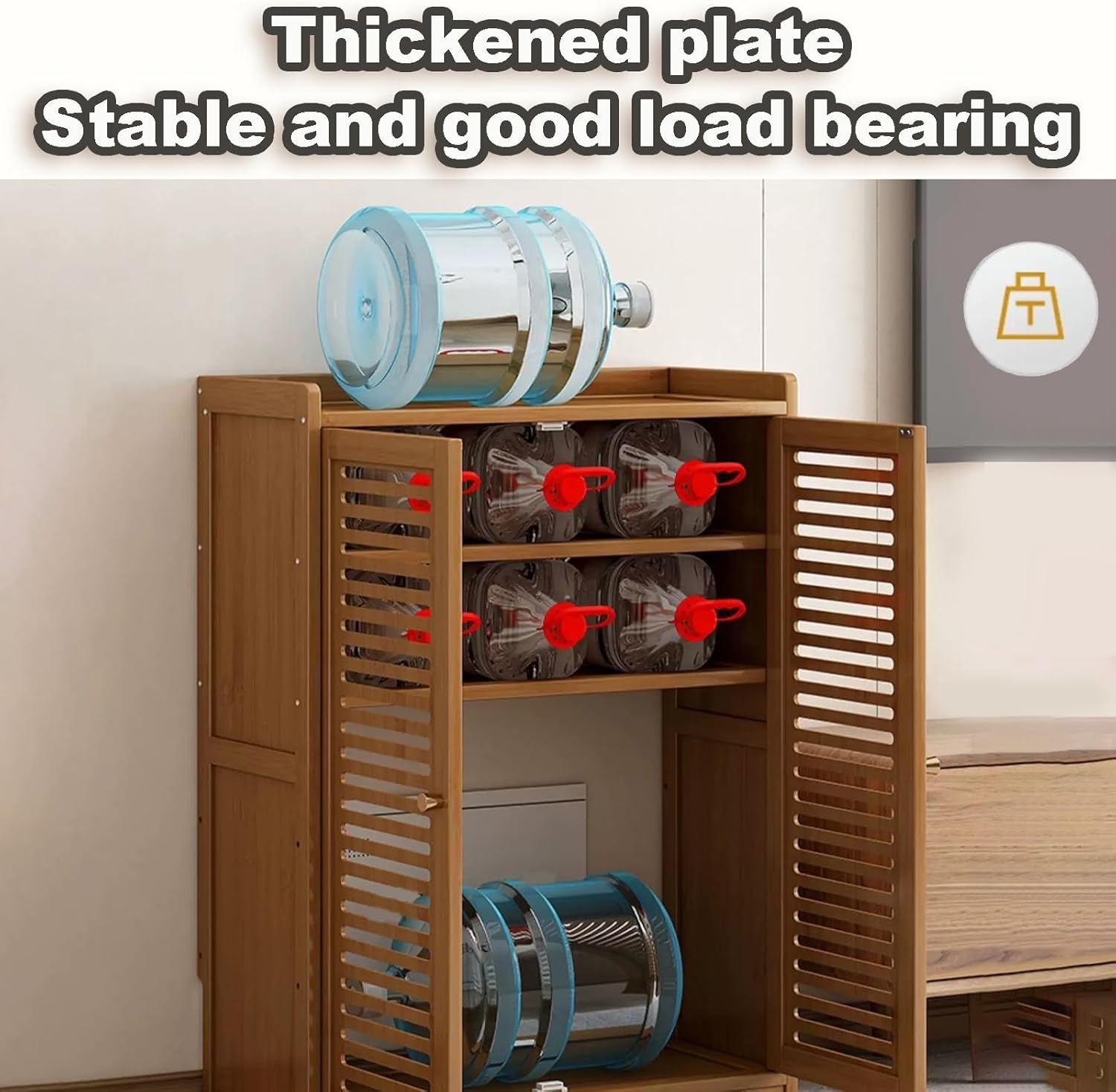 Router WiFi Cabinet with Door Latch - Adjustable Ventilated Router Storage Enclosure, Wood-Look Media Stand for Home Or Office(Black)