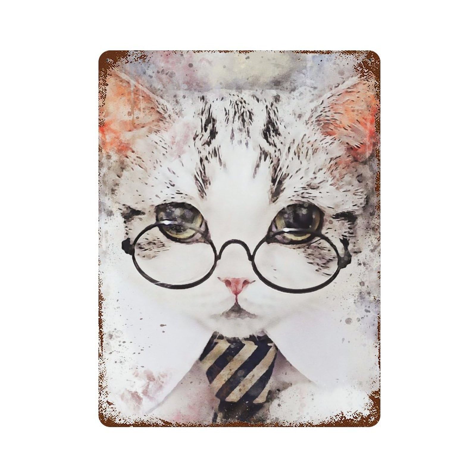 The Cat Decorative Tin Sign 15.7"x11.8", for Farmhouse, Kitchen And Entryway Decor, Shabby Chic Decor