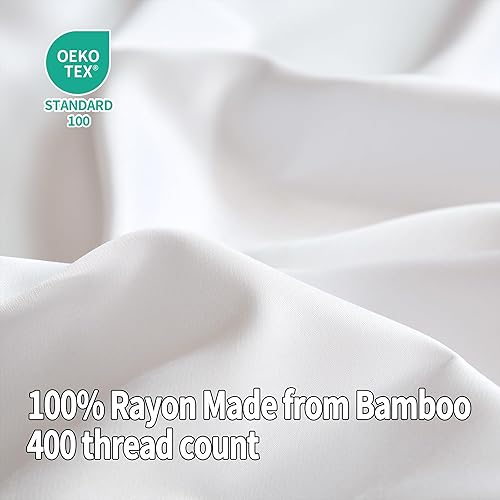 Miniatura 2 de EVERLY Juego de sábanas de tamaño queen, lujosamente con 400 hilos de viscosa orgánica derivada del bambú, sábanas frescas para cama tamaño queen de