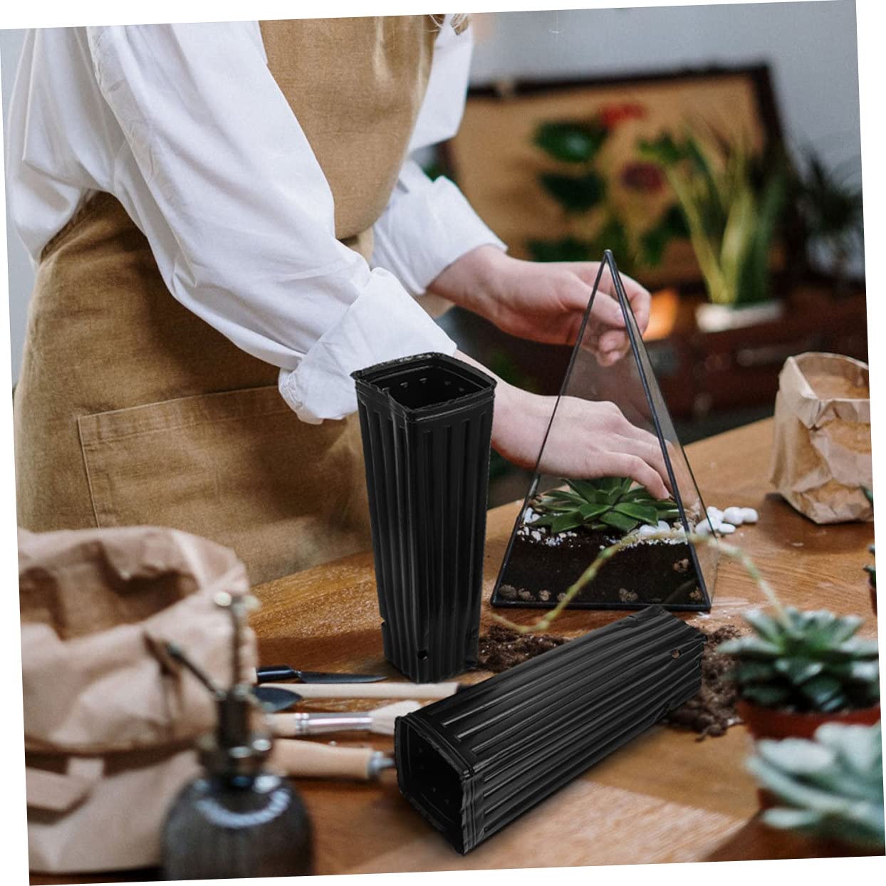 BESPORTBLE Macetas para Plantas 60piezas Copa de Cultivo de Plantas Negro 30X10X10Cm Protección de Permeabilidad al Agua Adecuado para Árboles y Hortalizas