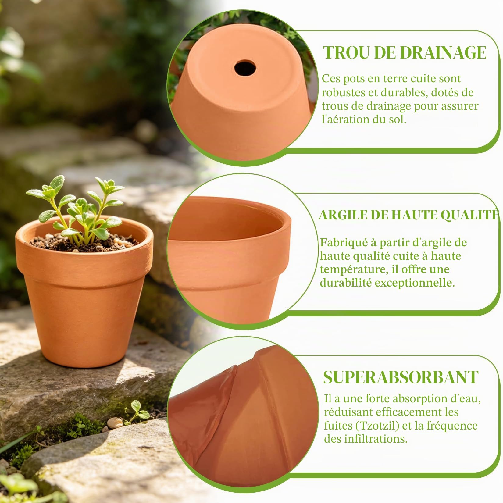 30 Pièces Pots en Terre Cuite Petits 4,5 x 4,5 cm Réutilisables Petits Pots en Terracotta pour le Bricolage Pot en Terracotta Fleurs Pots de Fleurs Mini avec Trou de Drainage pour les Plants