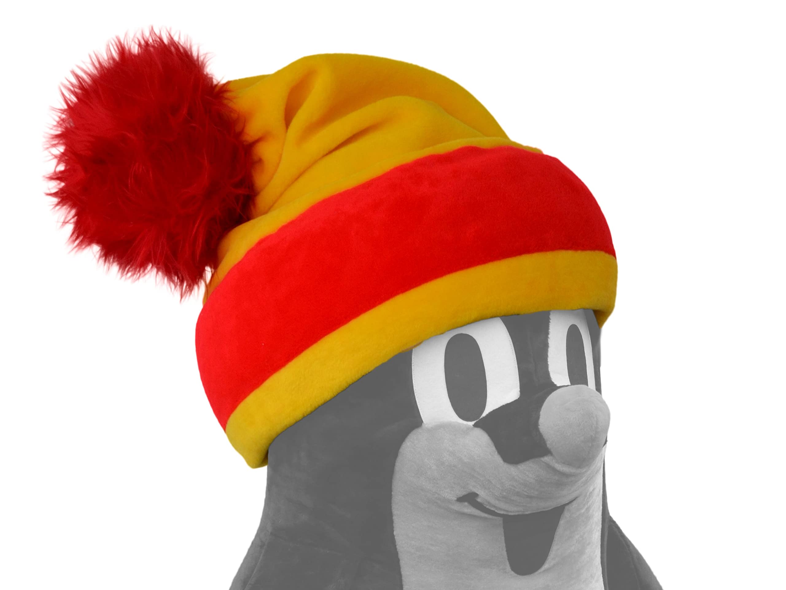 Gorro infantil amarillo y rojo de El Pequeño Topo ideal para paseos y parques