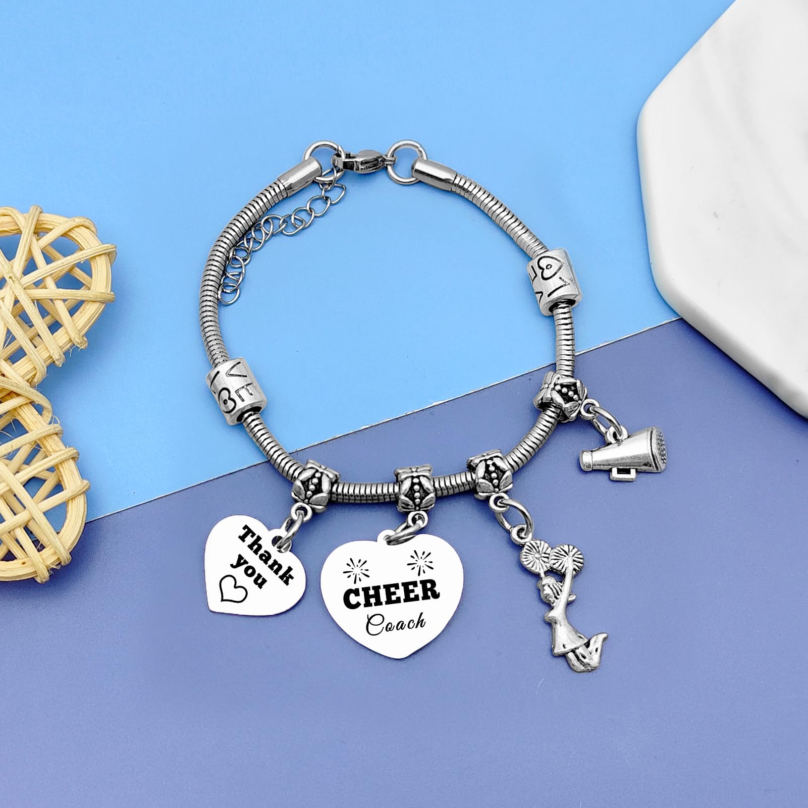 DlaeKua Cheer Gifts for Coach Appreciation Bracelets Thank You Gifts for Women Cheerleader Coach Present for Cheerleader Women Cheer leader Birthday Presents