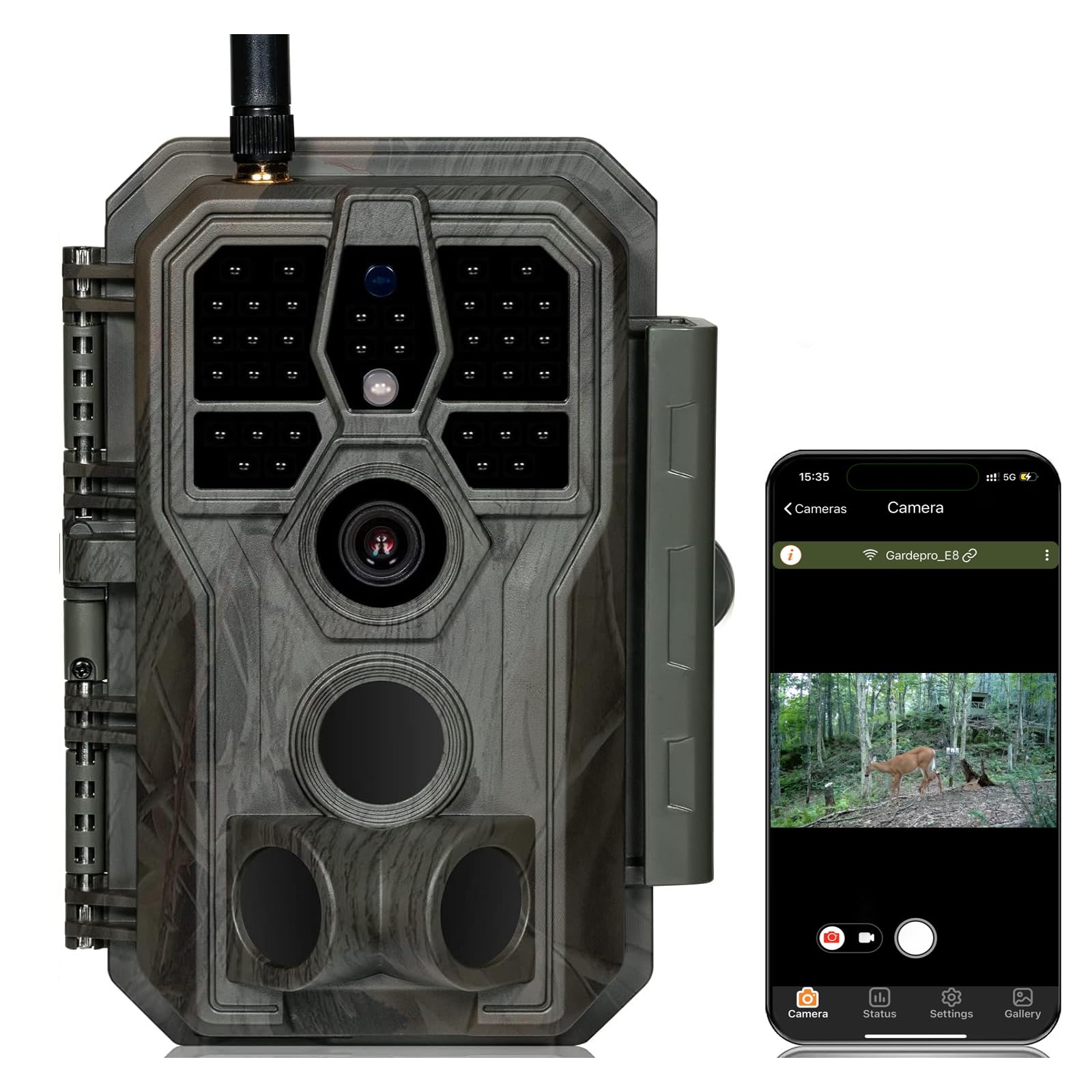 GardePro E8 Trail Camera WiFi 32MP 1296p Fast 0.1s Trigger Speed Motion Activated 100ft Night Vision IP66 Waterproof