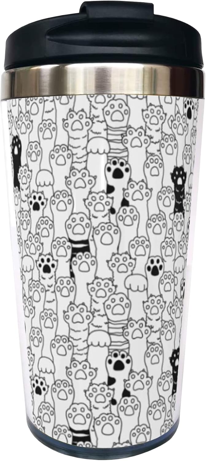 Wisedeal Cat Dog Paw Travel Coffee Mug with Flip Lid 13 Oz, Cute Stainless Steel Insulated Tumbler Cup for Dog Lover - Perfect Holiday, Birthday & Christmas Gift for Men, Women, Sister, Friend, Bestie