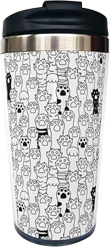 Taza de café de viaje de mano para gatos y perros con tapa de filp, vaso aislado de acero inoxidable con animales de 14 onzas, regalo de