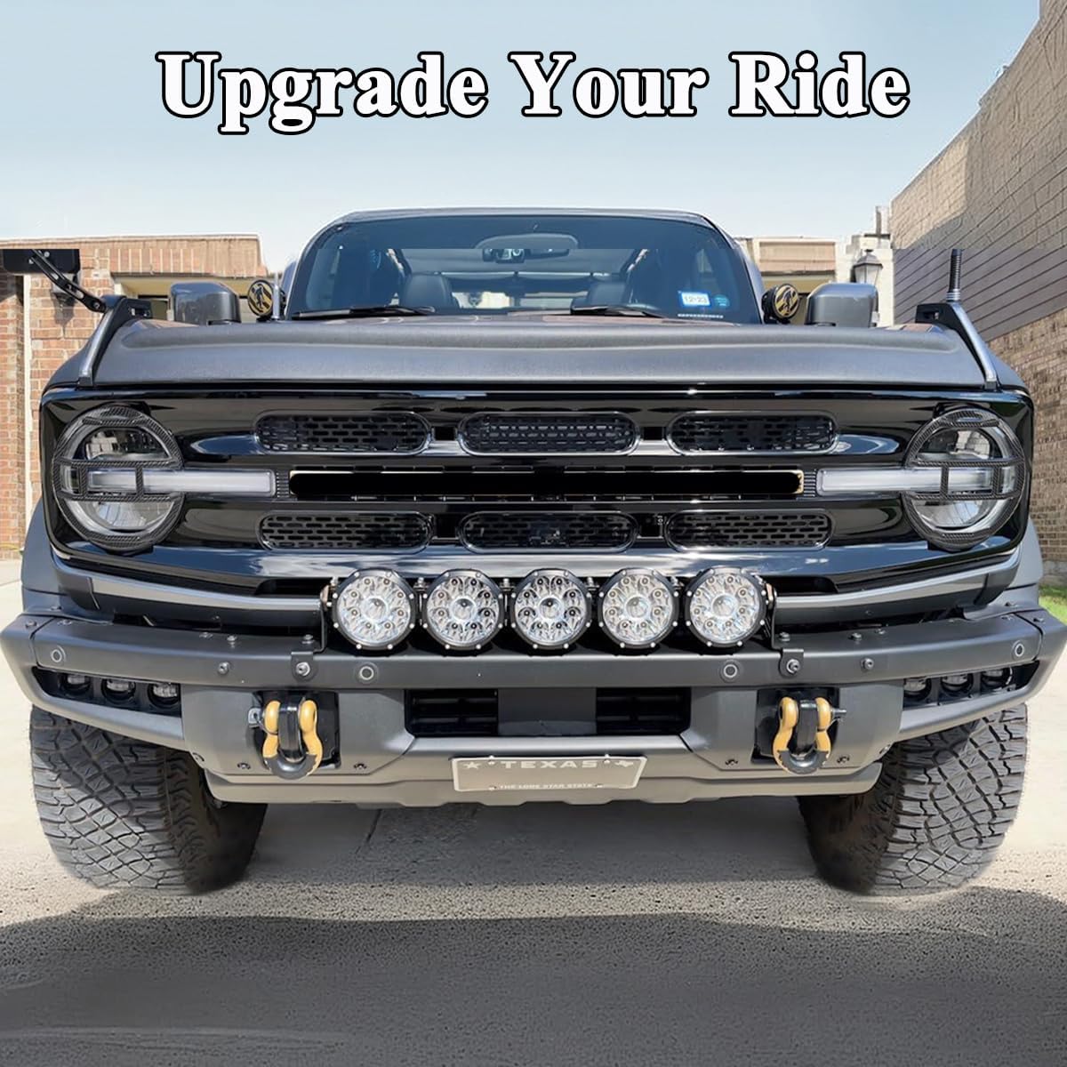 Front Headlight Guards Cover Trim Protector for Ford Bronco 2021-2026 Front Grill Frame Grille Lamp Guards Decoration Exterior Accessories Carbon Fiber Look