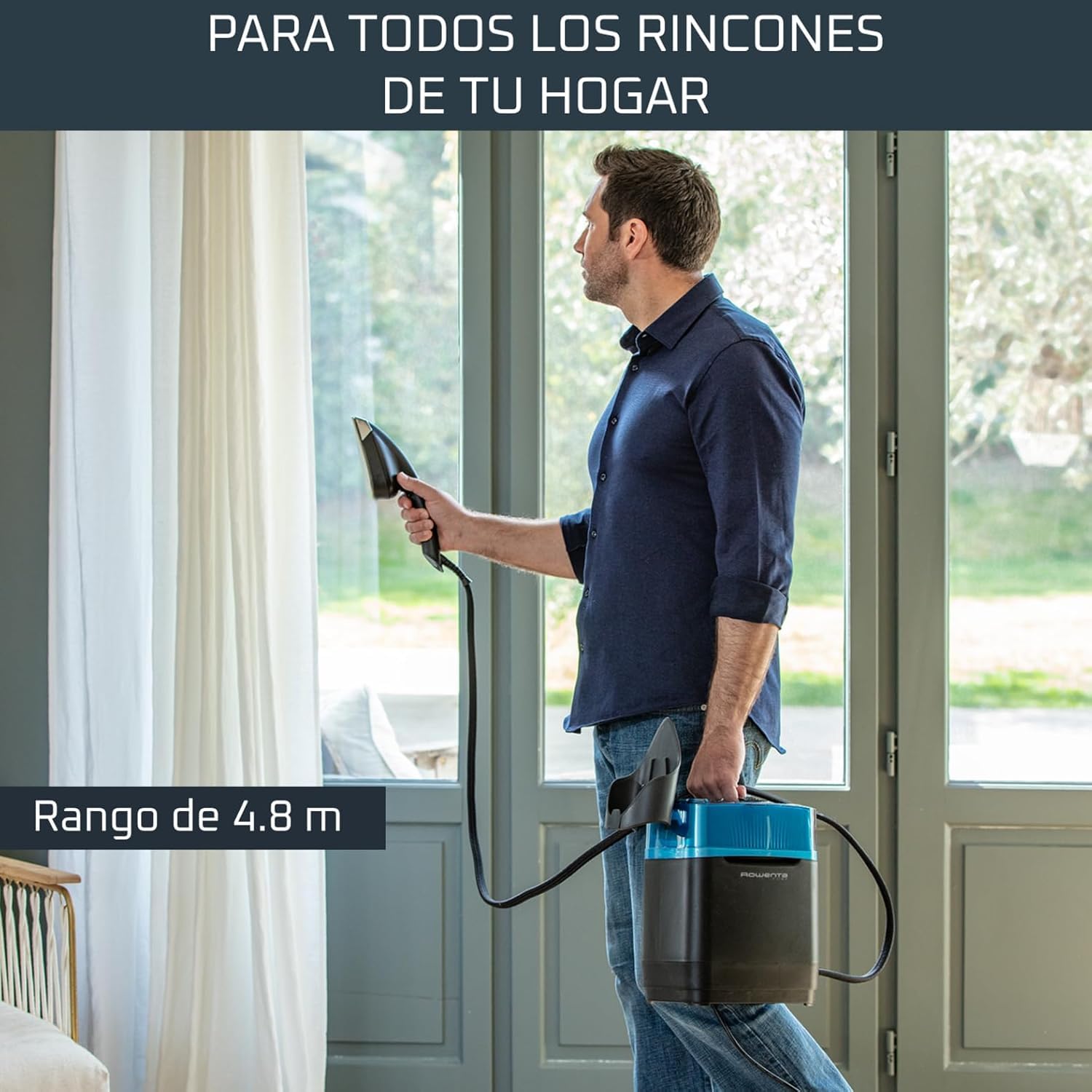 Rowenta Cube, Plancha de vapor vertical, Potencia de 2170 W | Elimina arrugas, olores y desinfecta, 5.8 Bares presión vapor, Depósito 1,1 L, Hasta 200 g/min, Sistema portátil, UR2020