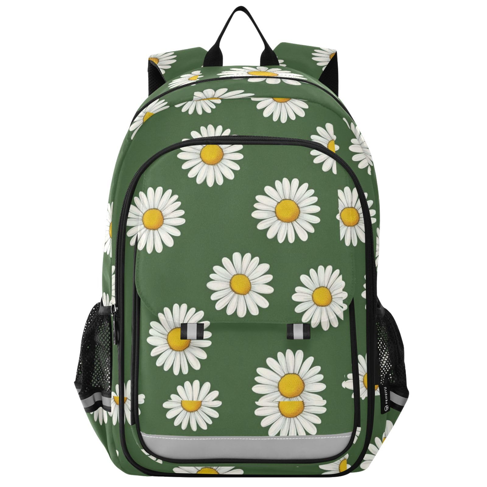 Sac à dos ordinateur portable enfant marguerites vert idéal collège - 8