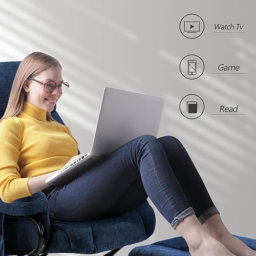 Miniatura 71 de MCombo Silla reclinable giratoria con otomana, silla de TV con masaje por vibración, ideal para RV espacio pequeño, sala de estar y dormitorio 4539