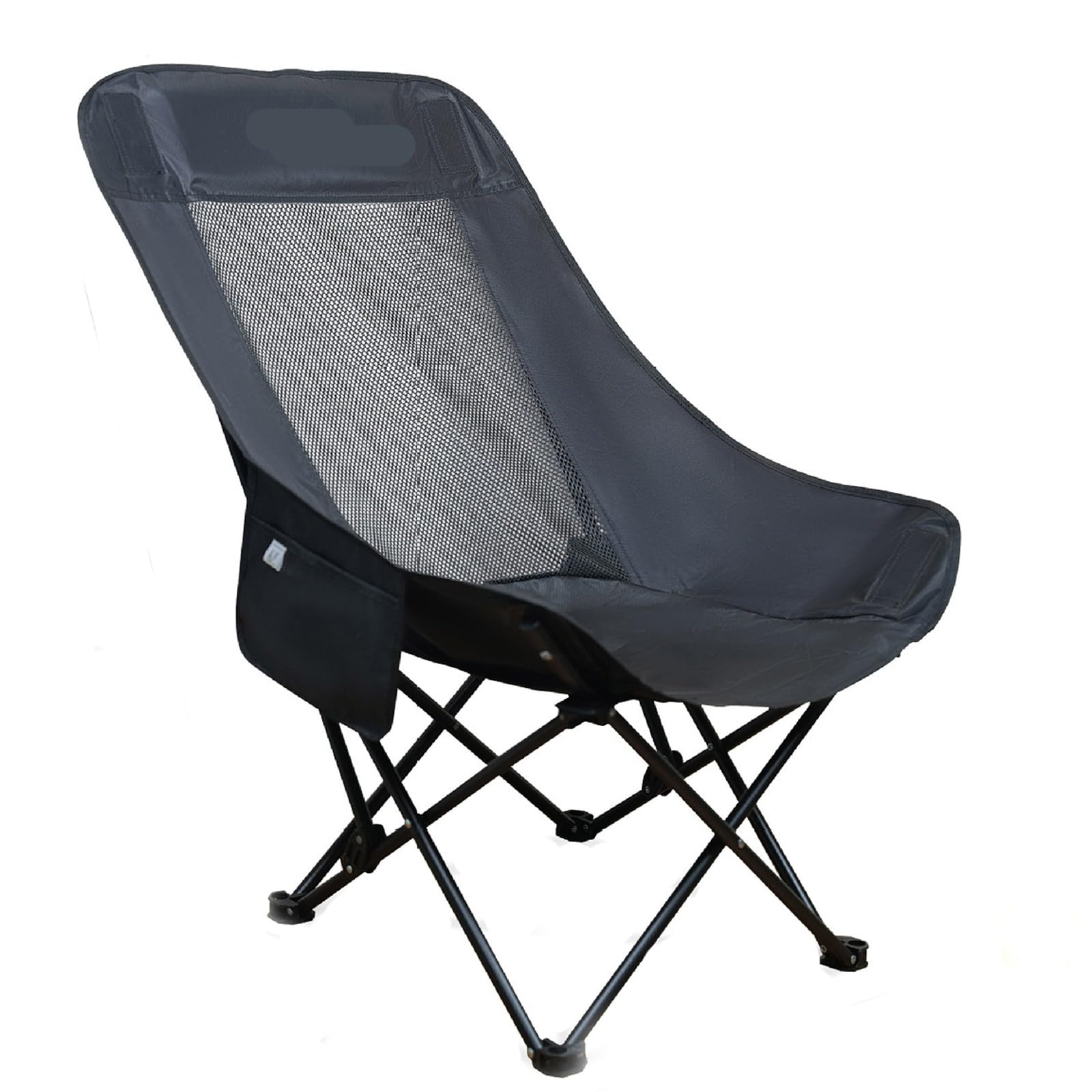 Chaise de Camping Pliable Surdimensionnée Portable avec Porte Gobelets et Accoudoirs Cadre Stable pour Extérieur Intérieur Camping Pêche Couleur Noir Gris D