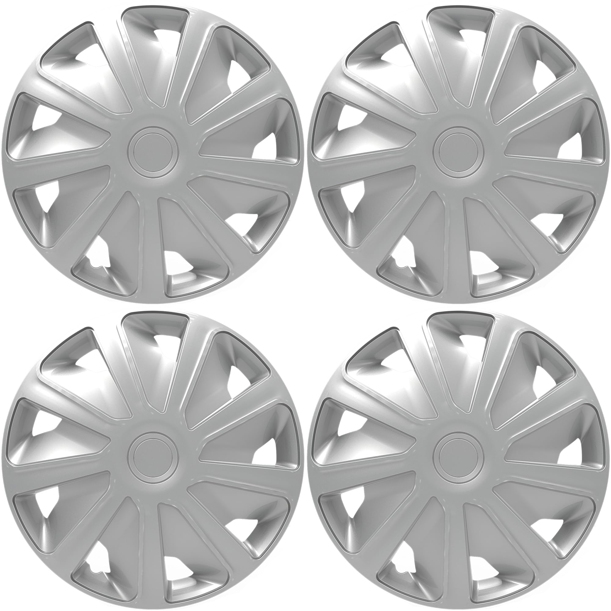Versaco Van Wheel Trims CRAFT15 - Silver 15 Inch 9-Spoke - Boxed Set of 4 Hubcaps - Includes Fittings/Instructions