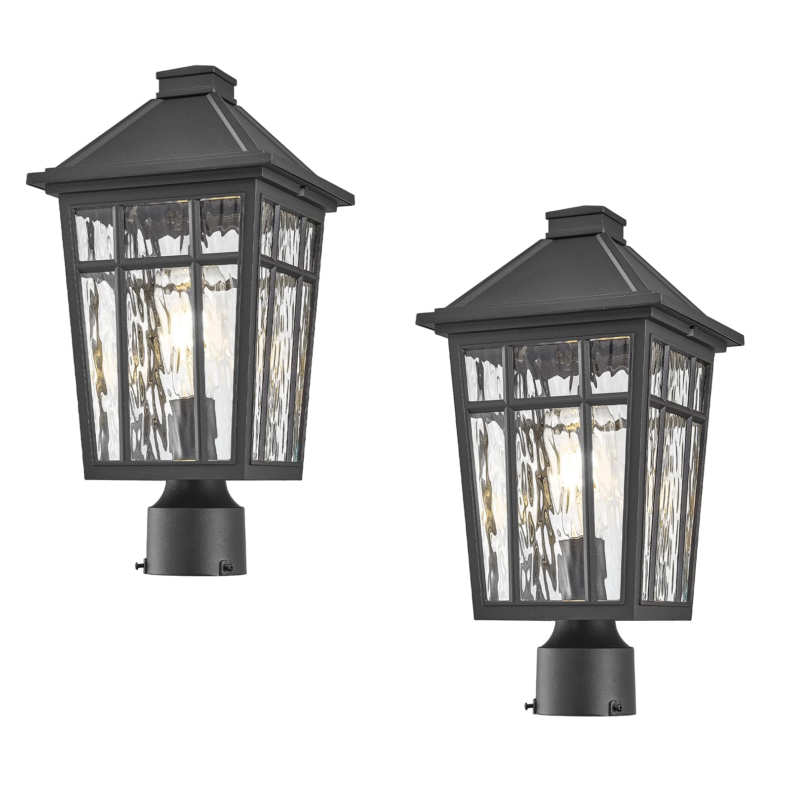 Photo 1 of NAXTTII Outdoor Light Post Black Outdoor Post Light Fixtures Waterproof Aluminum Pillar Lights Outdoor 13.6 Inch Height 2-Pack